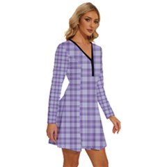 Long Sleeve Deep V Mini Dress  