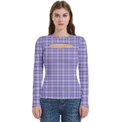 Purple Plaid Tartan 2 Women s Cut Out Long Sleeve T