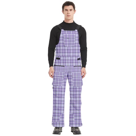 Purple Plaid Tartan 2 Men s Side Zip Front Pouch Ski And Snowboard Bib Pants	 from ArtsNow.com