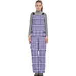 Purple Plaid Tartan 2 Women s Side Zip Front Pouch Ski And Snowboard Bib Pants	