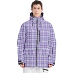 Purple Plaid Tartan 2 Men s Multi Pockets Zip Ski and Snowboard Waterproof Breathable Jacket