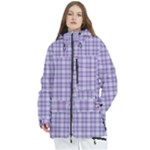 Purple Plaid Tartan 2 Women s Multi Pockets Zip Ski and Snowboard Waterproof Breathable Jacket