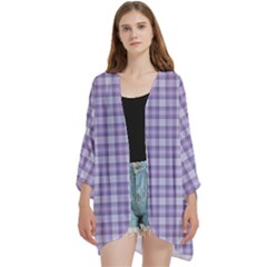 Open Front 3/4 Sleeve Batwing Chiffon Cardigan Kimono 