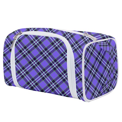 Blue Tartan Plaid 1 Diagonal Toiletries Pouch from ArtsNow.com