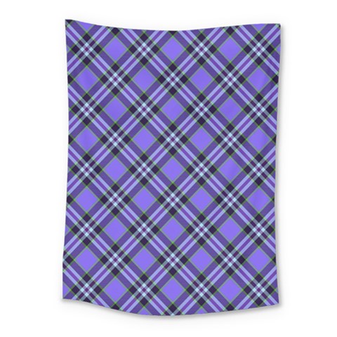 Blue Tartan Plaid 1 Diagonal Medium Tapestry from ArtsNow.com