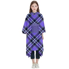 Blue Tartan Plaid 1 Diagonal Kids  Hooded Rain Ponchos from ArtsNow.com