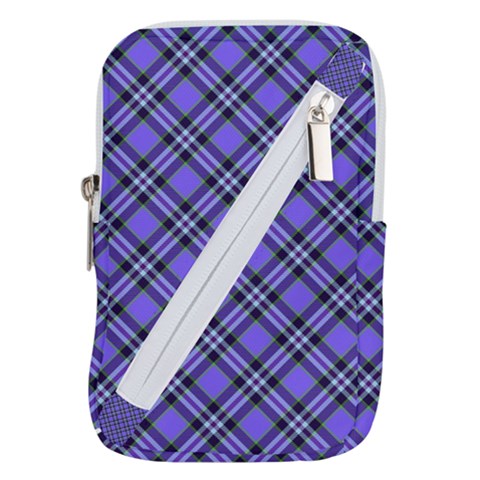 Blue Tartan Plaid 1 Diagonal Belt Pouch Bag (Small) from ArtsNow.com