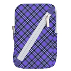 Blue Tartan Plaid 1 Diagonal Belt Pouch Bag (Small) from ArtsNow.com