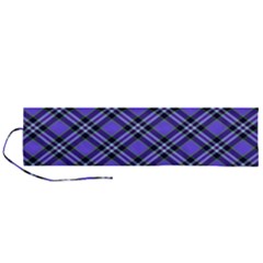 Blue Tartan Plaid 1 Diagonal Roll Up Canvas Pencil Holder (L) from ArtsNow.com