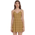 Autumn Fall Plaid Tartan 1 Body Wrap Sleeveless V-Neck Mini Dress