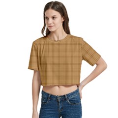 Women s Round Neck Short Sleeve Crop Top 