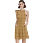 Autumn Fall Plaid Tartan 1 Cocktail Party Halter Sleeveless Dress With Pockets