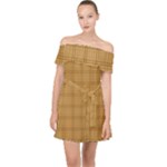 Autumn Fall Plaid Tartan 1 Off Shoulder Chiffon Dress