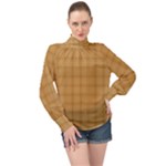 Autumn Fall Plaid Tartan 1 High Neck Long Sleeve Chiffon Top