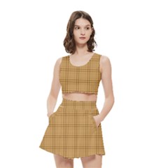 Autumn Fall Plaid Tartan 1 Women s Crop Top Pleated Skater Rave Skirt from ArtsNow.com