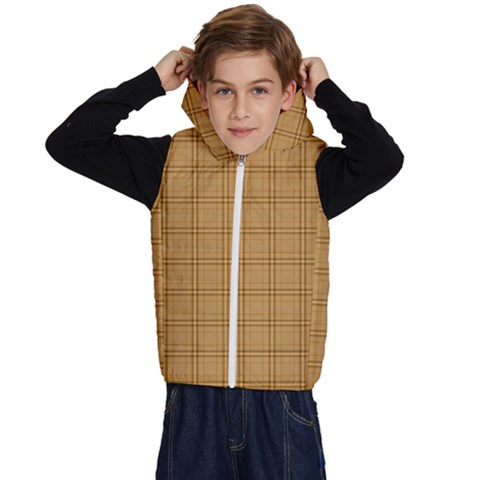 Autumn Fall Plaid Tartan 1 Kids  Stylish Hooded Puffer Vest from ArtsNow.com