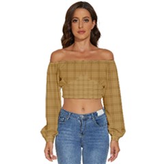 Long Sleeve Crinkled Weave Crop Top 