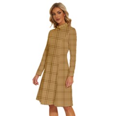 Long Sleeve Shirt Collar A-Line Dress 