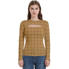 Autumn Fall Plaid Tartan 1 Women s Cut Out Long Sleeve T