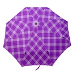 Purple Plaid Tartan 3 Diagonal (2) Folding Umbrellas