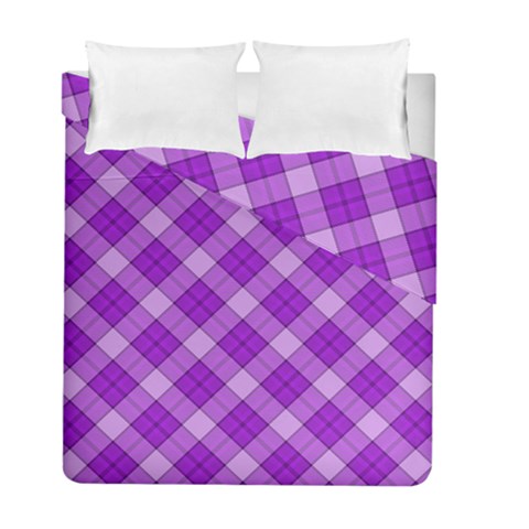 Purple Plaid Tartan 3 Diagonal (2) Duvet Cover Double Side (Full/ Double Size) from ArtsNow.com