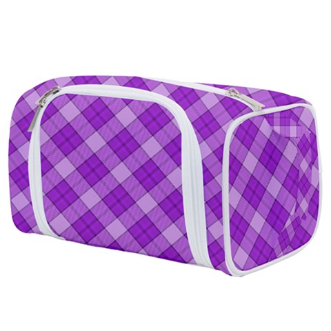 Purple Plaid Tartan 3 Diagonal (2) Toiletries Pouch from ArtsNow.com