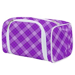 Purple Plaid Tartan 3 Diagonal (2) Toiletries Pouch from ArtsNow.com