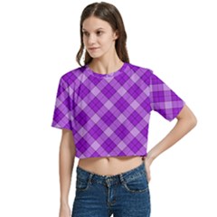 Women s Round Neck Short Sleeve Crop Top 