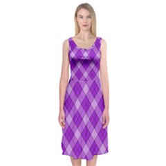 Purple Plaid Tartan 3 Diagonal (2) Midi Sleeveless Dress from ArtsNow.com