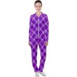 Purple Plaid Tartan 3 Diagonal (2) Casual Jacket and Pants Set