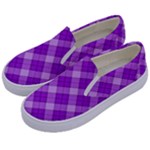 Purple Plaid Tartan 3 Diagonal (2) Kids  Canvas Slip Ons