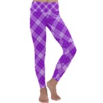 Purple Plaid Tartan 3 Diagonal (2) Kids  Lightweight Velour Classic Yoga Leggings