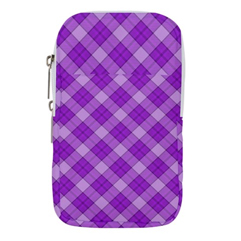 Purple Plaid Tartan 3 Diagonal (2) Waist Pouch (Small) from ArtsNow.com