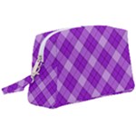 Purple Plaid Tartan 3 Diagonal (2) Wristlet Pouch Bag (Large)