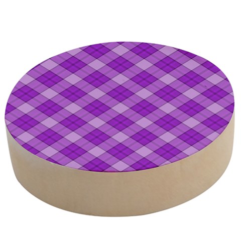 Purple Plaid Tartan 3 Diagonal (2) Wooden Bottle Opener (Round) from ArtsNow.com