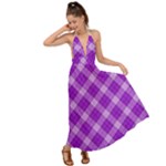 Purple Plaid Tartan 3 Diagonal (2) Backless Maxi Beach Dress