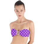 Purple Plaid Tartan 3 Diagonal (2) Twist Bandeau Bikini Top