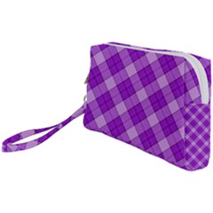 Purple Plaid Tartan 3 Diagonal (2) Wristlet Pouch Bag (Small) from ArtsNow.com