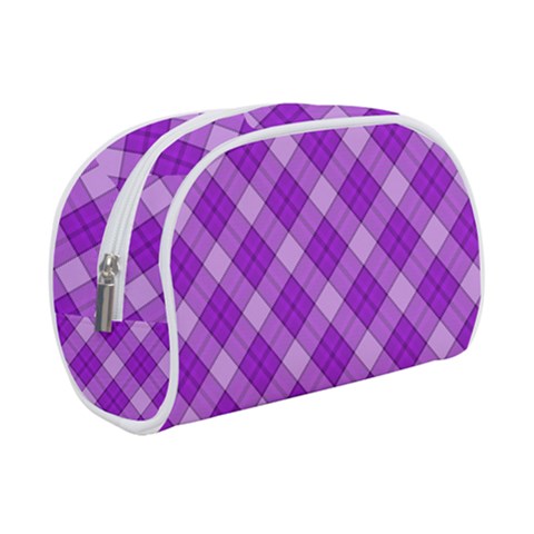 Purple Plaid Tartan 3 Diagonal (2) Make Up Case (Small) from ArtsNow.com