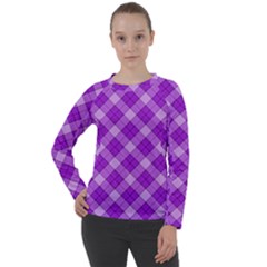 Purple Plaid Tartan 3 Diagonal (2) Women s Long Sleeve Raglan T