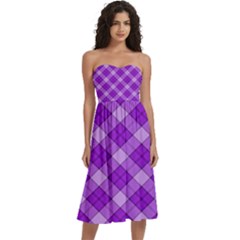 Purple Plaid Tartan 3 Diagonal (2) Knee