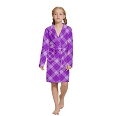 Purple Plaid Tartan 3 Diagonal (2) Kids  Long Sleeve Velvet Lounge Robe from ArtsNow.com