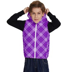 Purple Plaid Tartan 3 Diagonal (2) Kids  Stylish Hooded Puffer Vest from ArtsNow.com