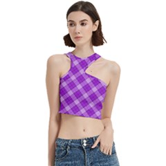 Purple Plaid Tartan 3 Diagonal (2) Cut Out Top from ArtsNow.com