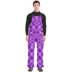 Purple Plaid Tartan 3 Diagonal (2) Men s Side Zip Front Pouch Ski And Snowboard Bib Pants	 from ArtsNow.com