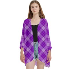 Open Front 3/4 Sleeve Batwing Chiffon Cardigan Kimono 