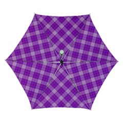 Purple Plaid Tartan 3 Diagonal (2) Automatic Folding Umbrella with Case (Small) from ArtsNow.com