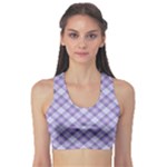 Purple Plaid Tartan 2 Diagonal Fitness Sports Bra