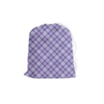 Purple Plaid Tartan 2 Diagonal Drawstring Pouch (Medium)