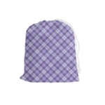 Purple Plaid Tartan 2 Diagonal Drawstring Pouch (Large)